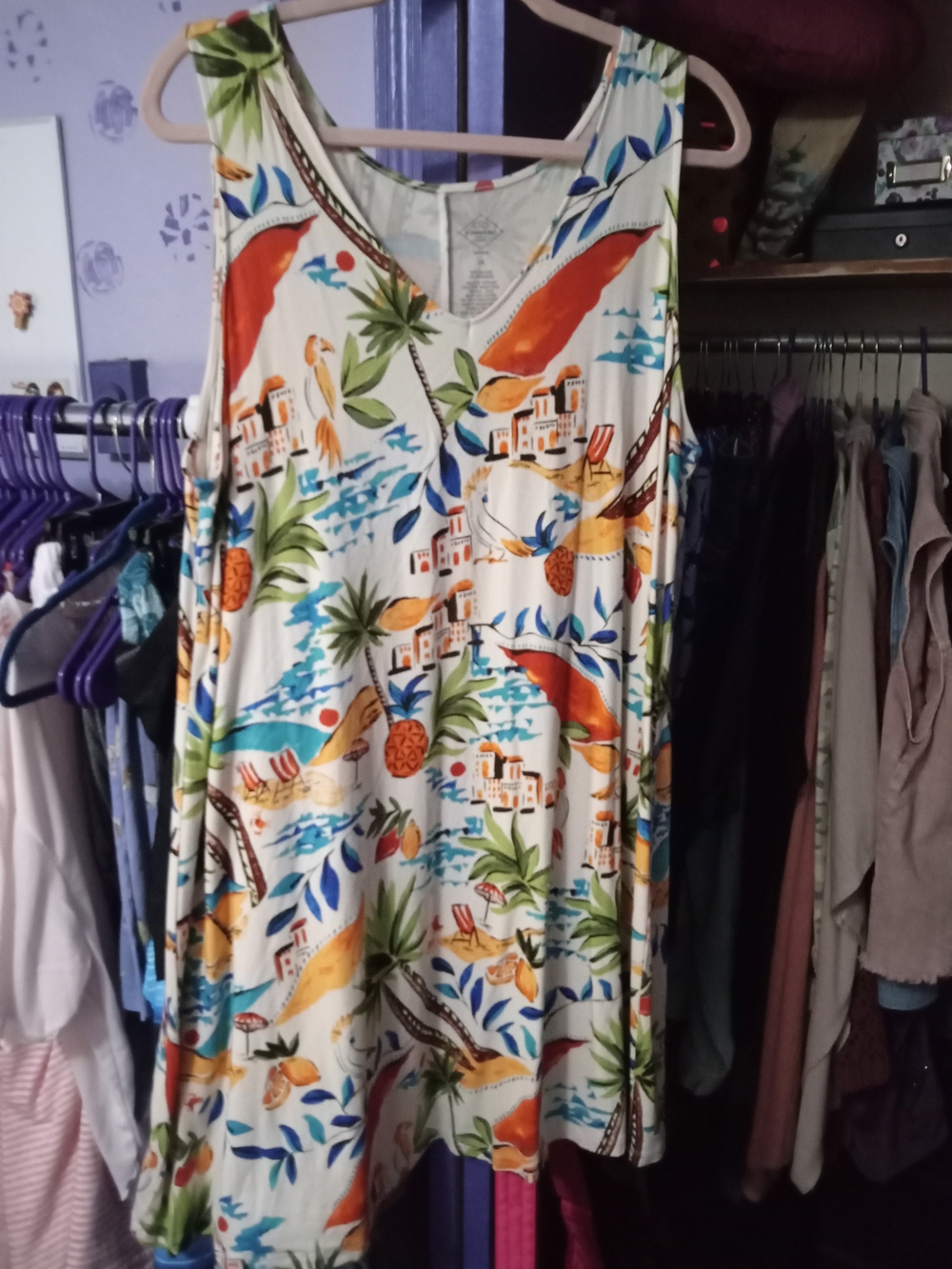St. John's Bay Cream Tropical Print Dewsd